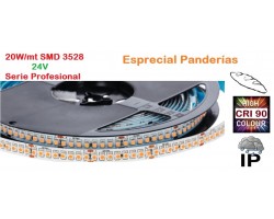 Tira LED 5 mts Flexible 24V 20W/mt 192 Led SMD 3528/mt IP65 Especial Panaderías, Serie Profesional IRC >90